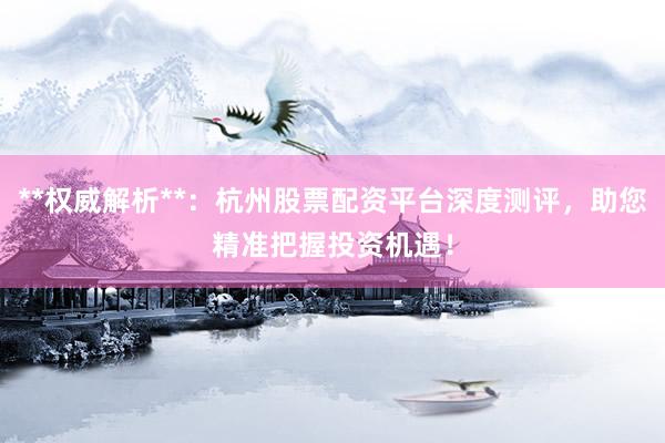 **权威解析**：杭州股票配资平台深度测评，助您精准把握投资机遇！