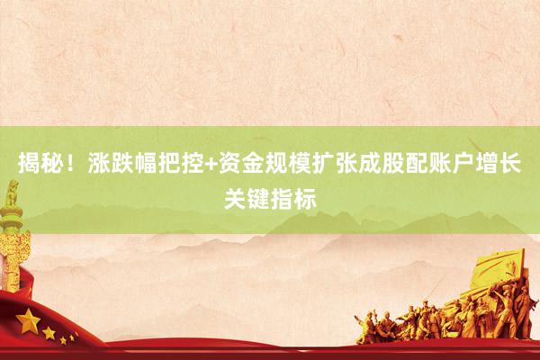 揭秘！涨跌幅把控+资金规模扩张成股配账户增长关键指标