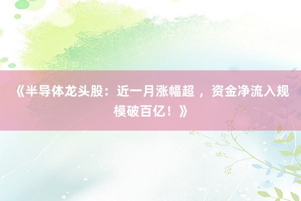 《半导体龙头股：近一月涨幅超 ，资金净流入规模破百亿！》