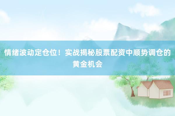 情绪波动定仓位！实战揭秘股票配资中顺势调仓的黄金机会