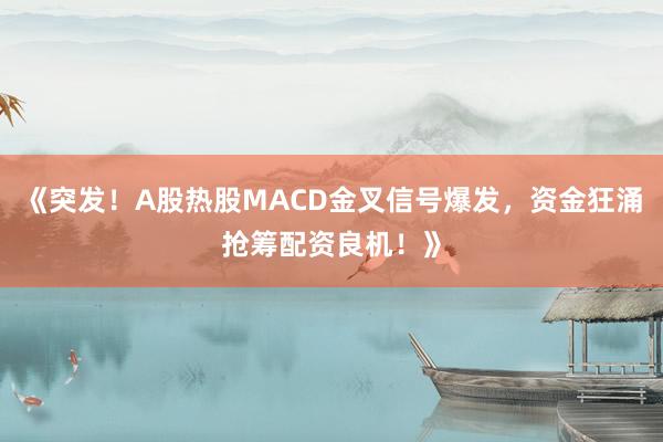 《突发！A股热股MACD金叉信号爆发，资金狂涌抢筹配资良机！》