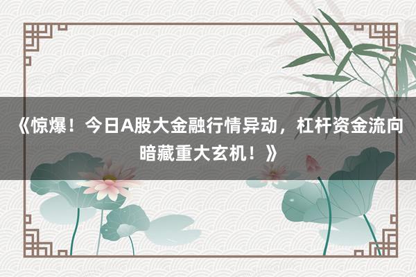 《惊爆！今日A股大金融行情异动，杠杆资金流向暗藏重大玄机！》